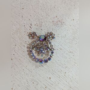 Aurora Crystal Floral Drop Brooch - Iridescent